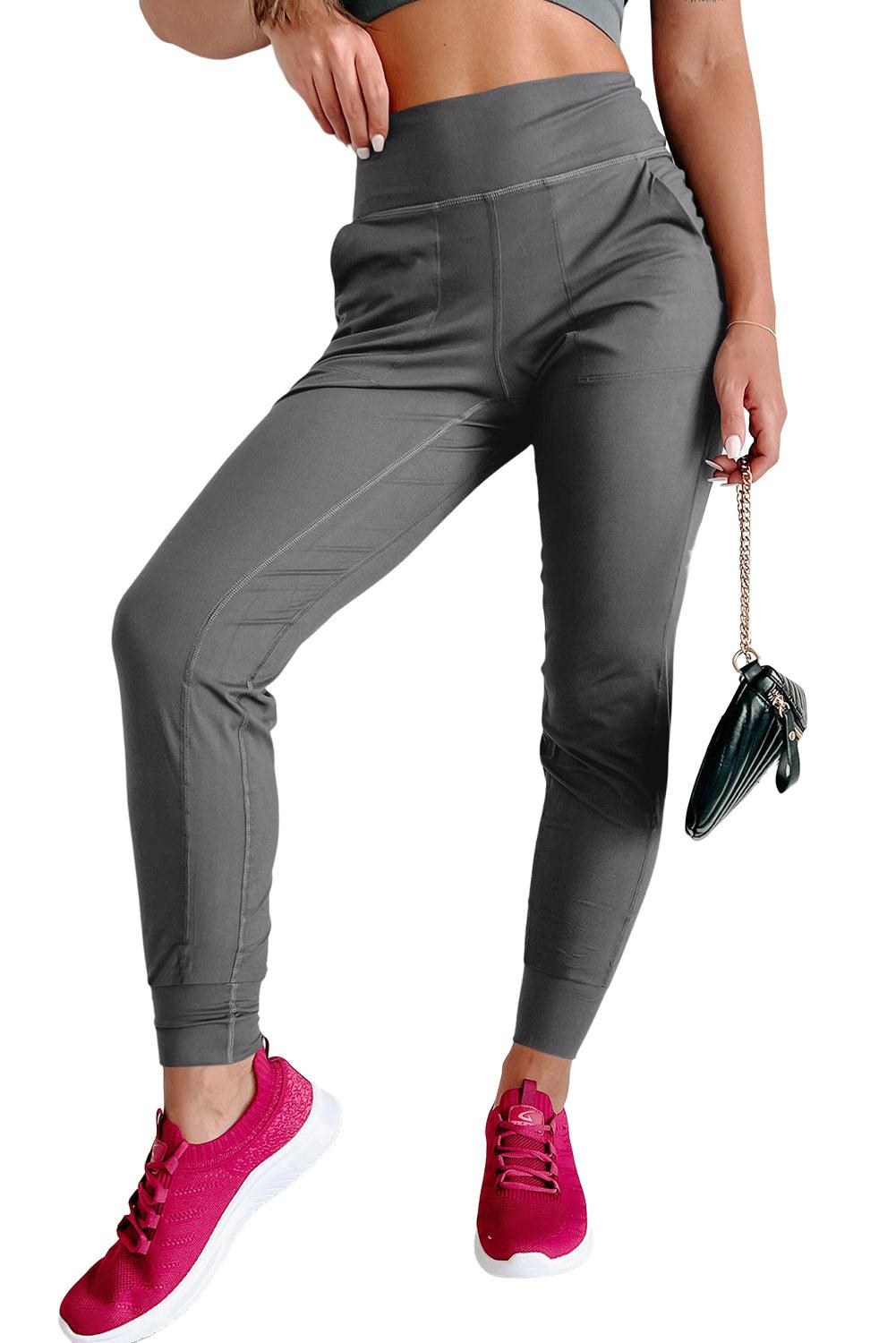 Medium Grey Exposed Seam High Waist Pocketed Joggers - L & M Kee, LLC