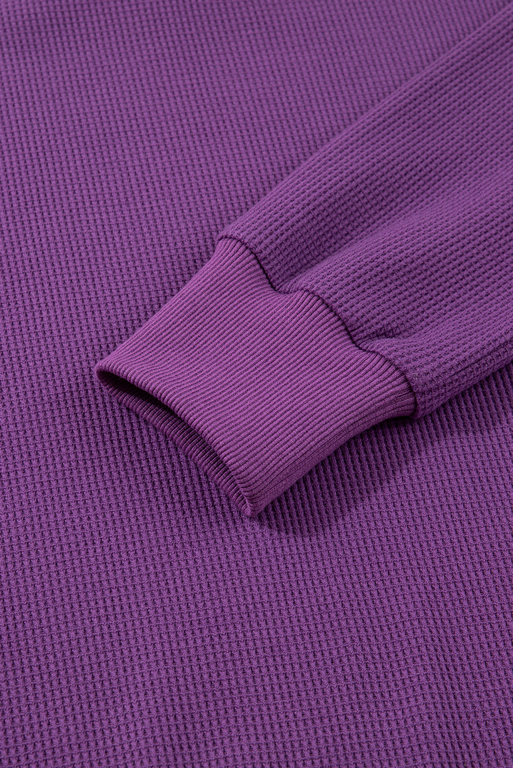 Orchid Mist Solid Color Raw Seam Patchwork Ribbed Drop Shoulder Sweatshirt