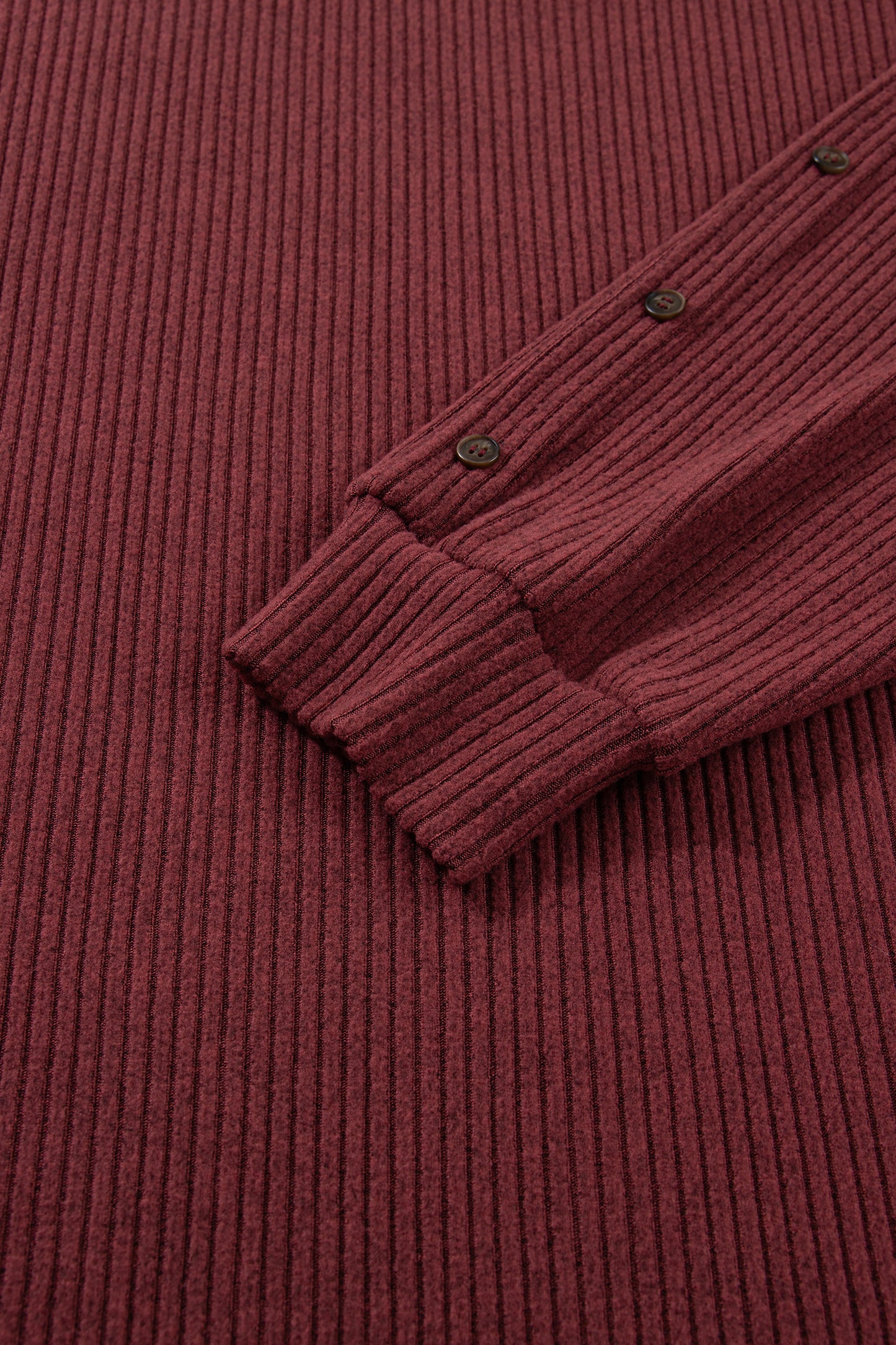 Wild Ginger Plus Size Ribbed Button Decor Long Sleeve Loose Top