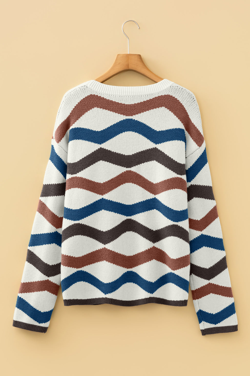 Multicolour Retro Wave Print Western Sweater