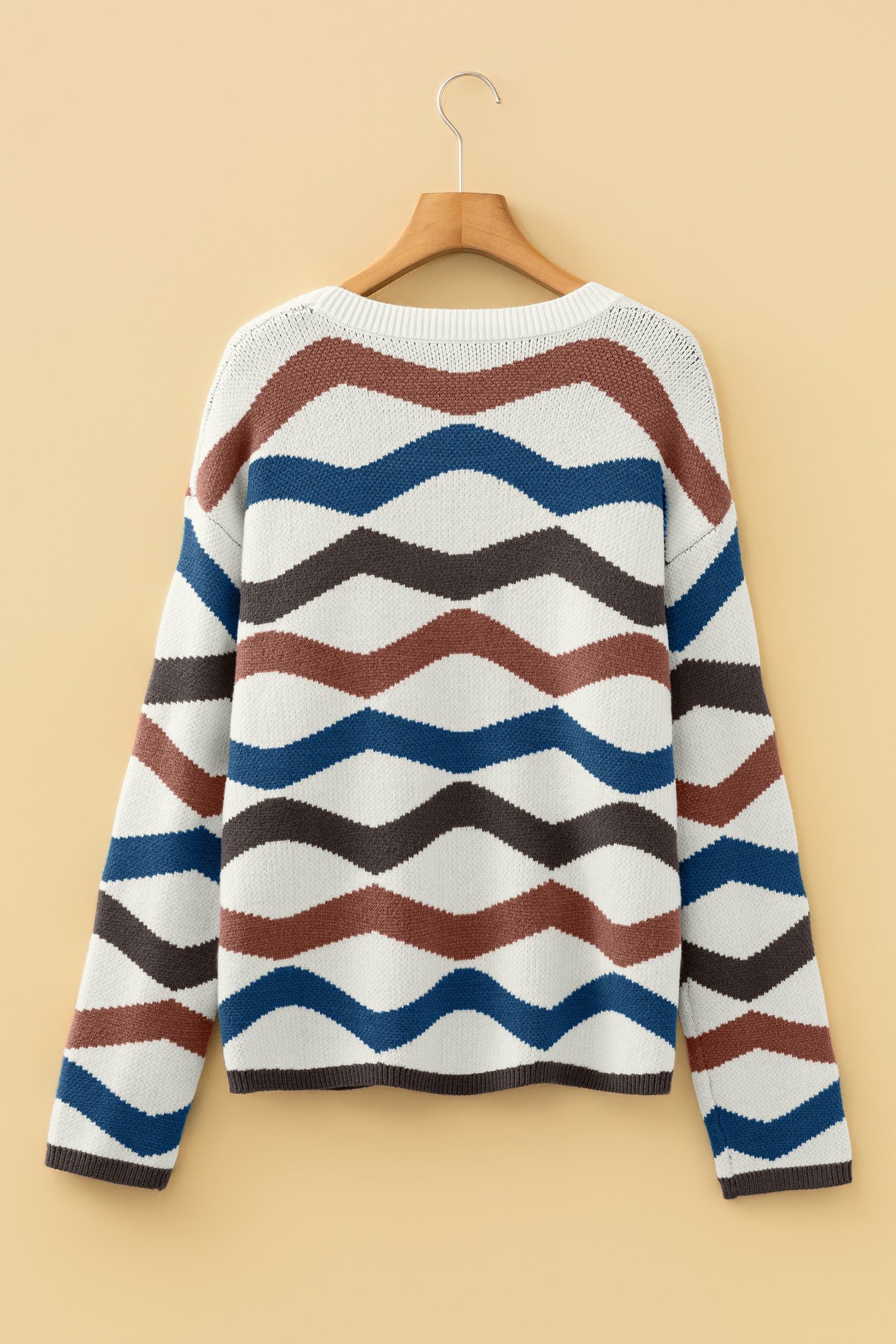 Multicolour Retro Wave Print Western Sweater