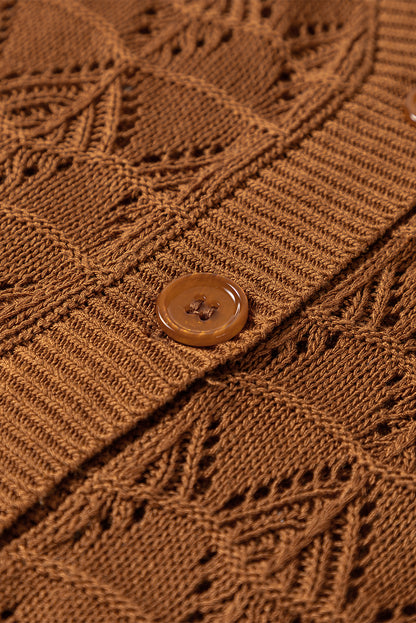 Rose Lightweight Buttoned Front Crochet Cardigan