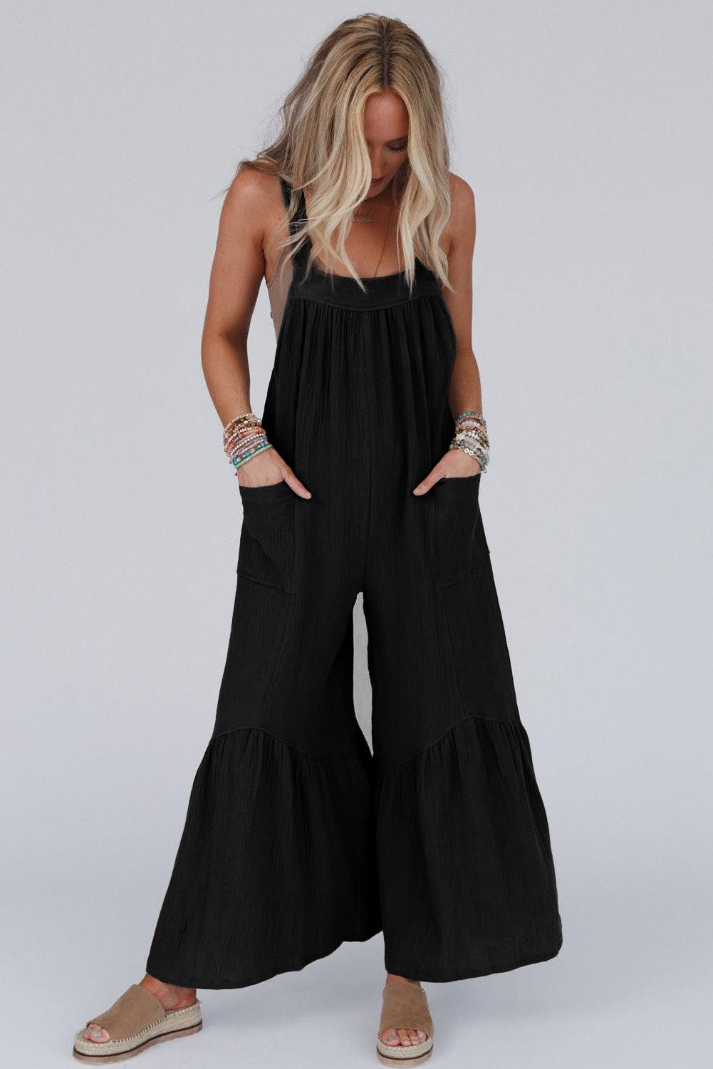 Wide Leg Ruffle Jumpsuit - L & M Kee, LLC