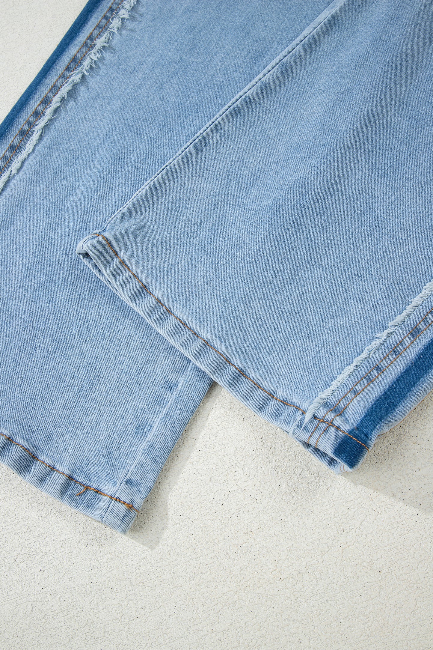 Beau Blue Contrast Stripe Frayed Side Panel Patchwork Shift Jeans