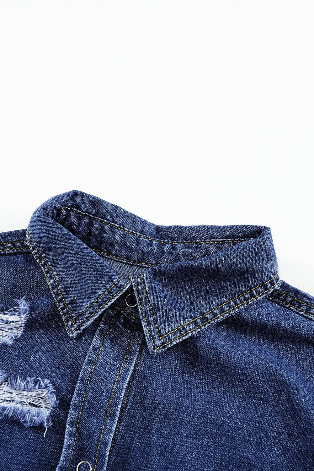 Ripped Denim Jacket - L & M Kee, LLC