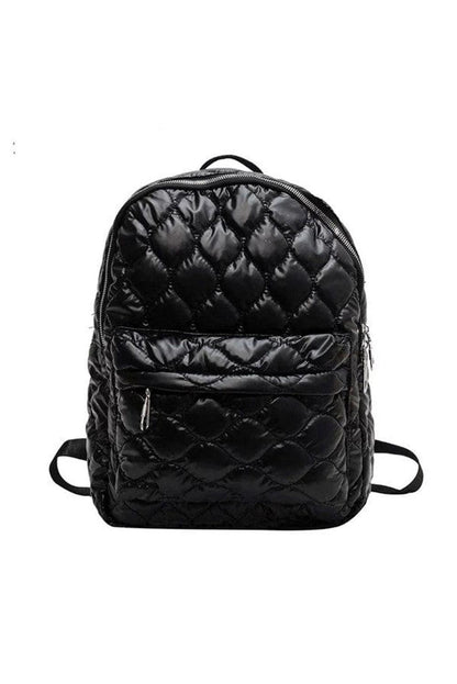 Black Quilted Large Capacity Functional Backpack - L & M Kee, LLC