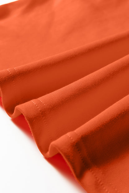 Fiery Red Varsity Contrast Banded Sleeve Shift Sweatshirt Dress