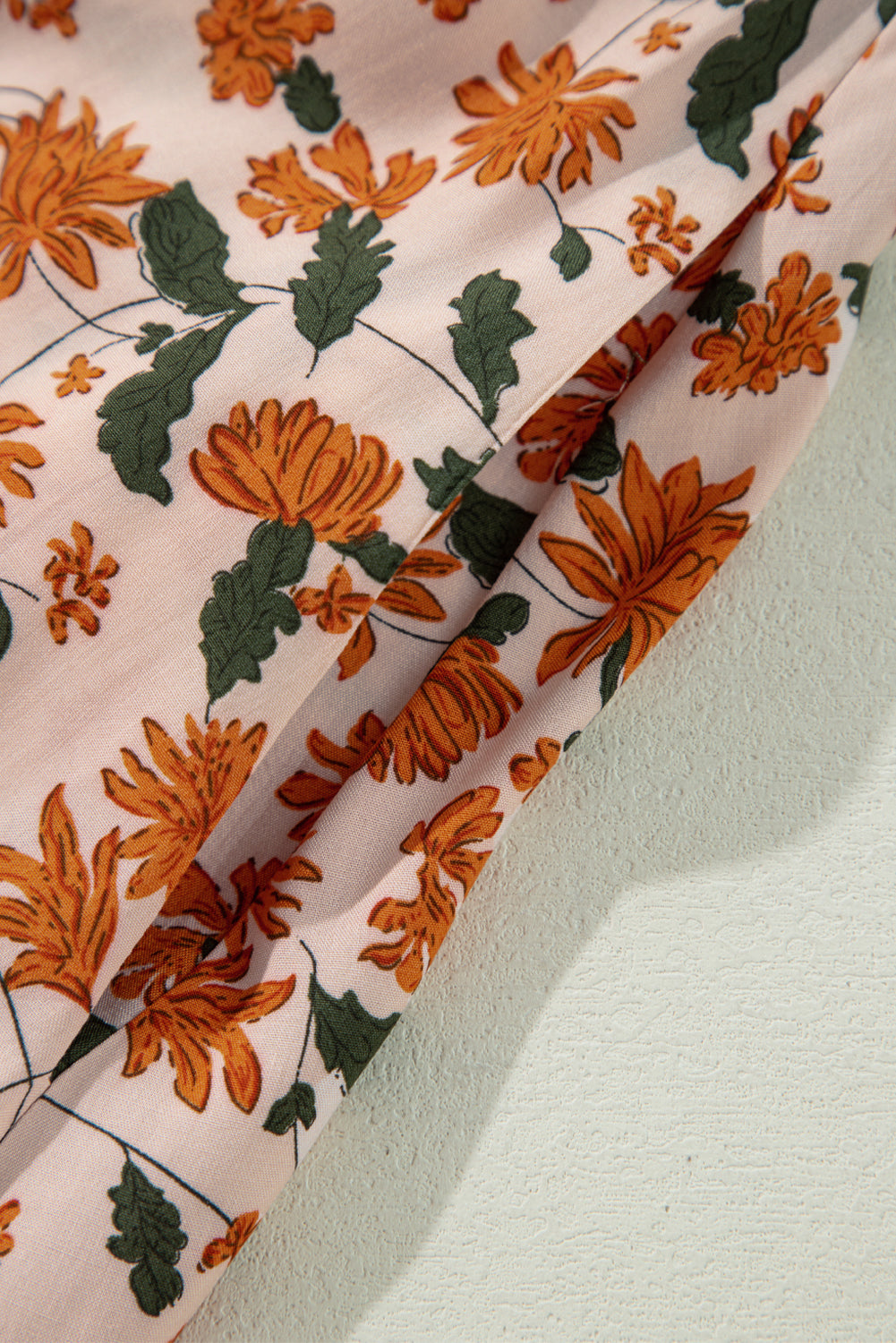 Black Floral Deep V Neck Smocked Bust Bubble Sleeve Babydoll Dress