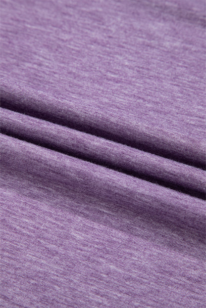 Tillandsia Purple Contrast Print Striped Raglan Long Sleeve Loose Top