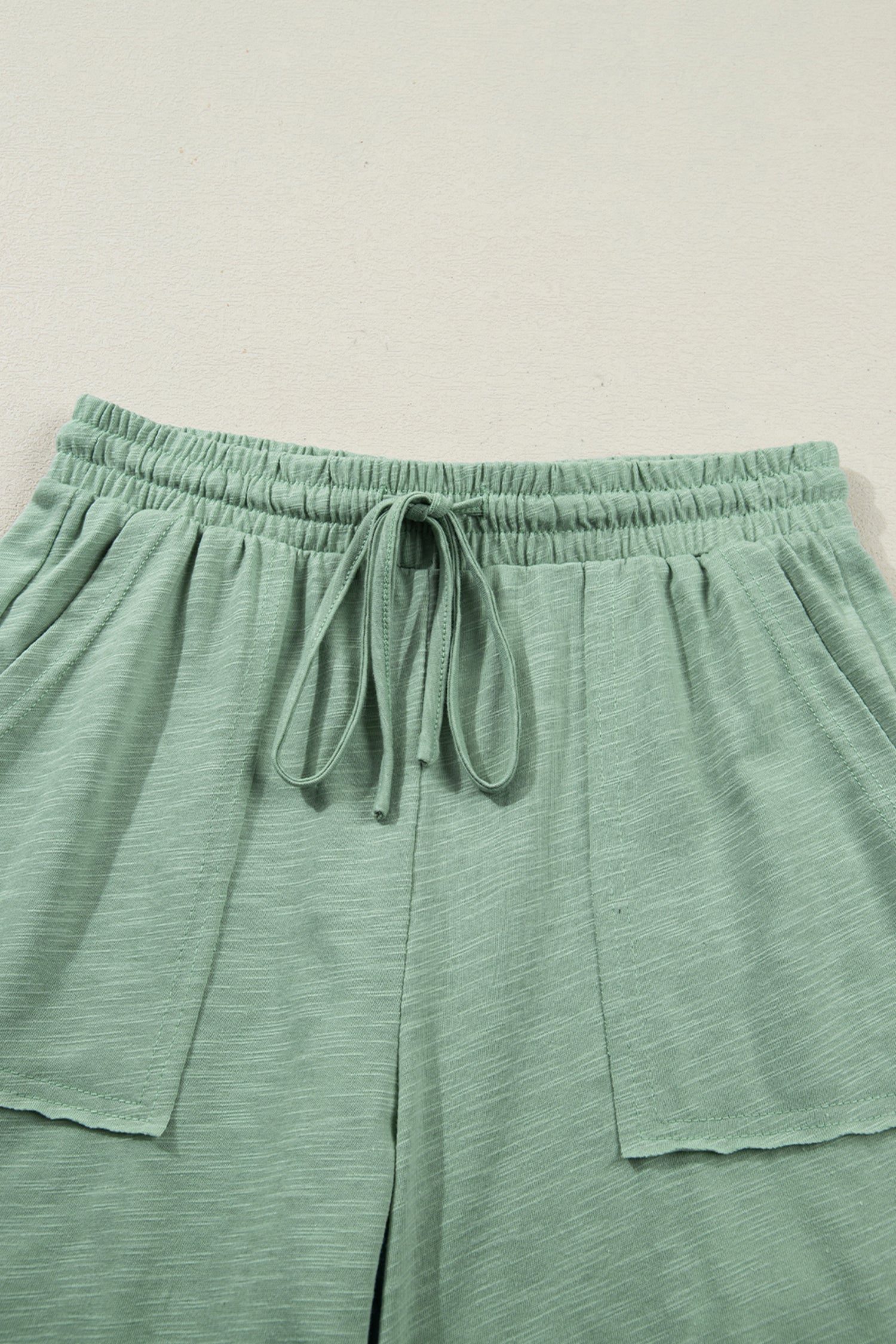 Canton Cuffed Short Sleeve Tee Raw Seam Patch Pocket Drawstring Pants Set