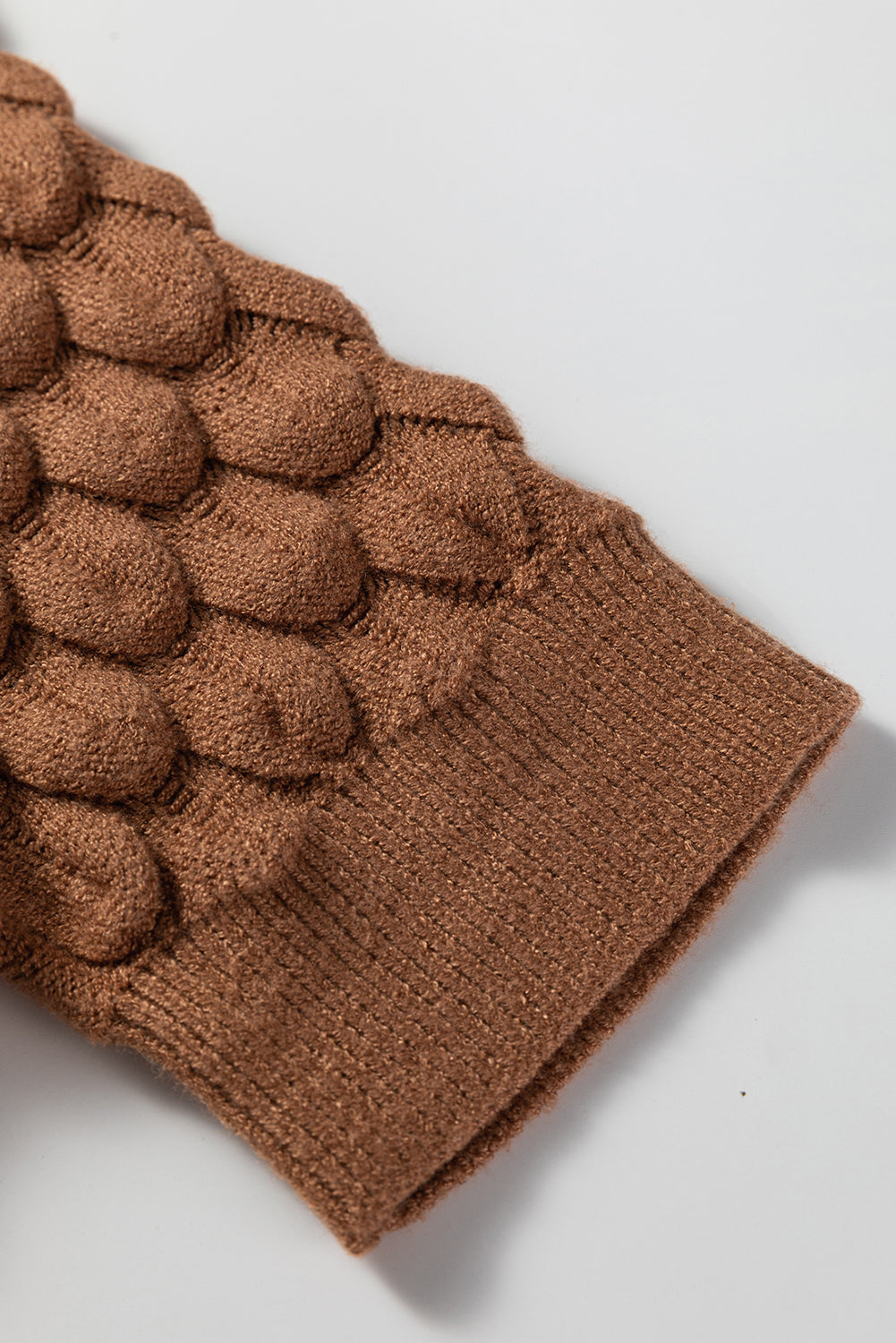 Straw Yellow Fish Scale Textured Knit Ribbed High Neck Short Sleeve Sweater