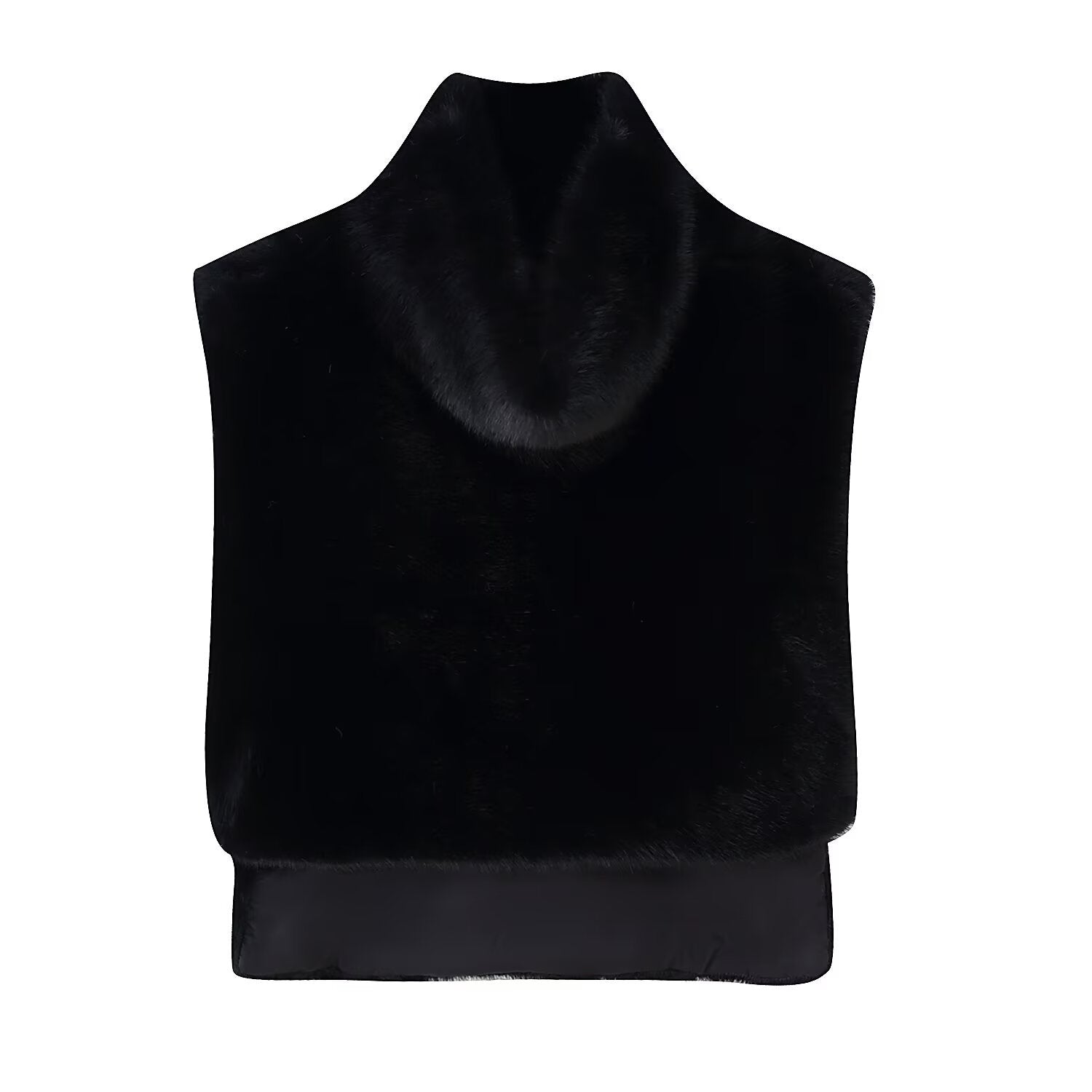 High neck sleeveless camisole imitation fur shawl