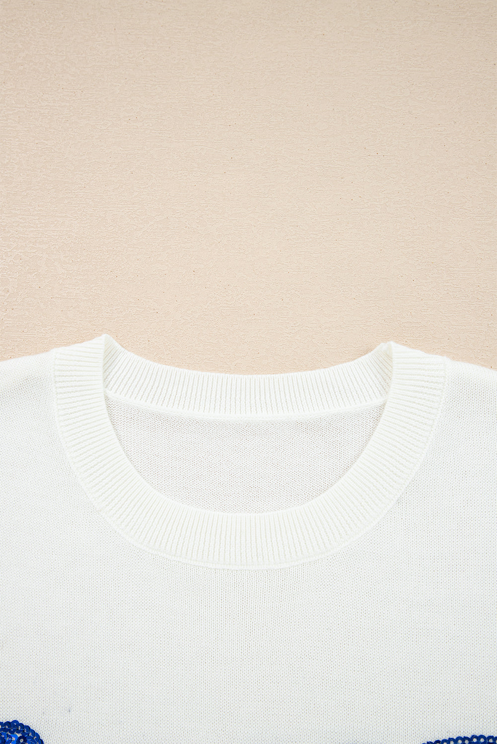 White Sequined GAME DAY Graphic Round Neck Sweater