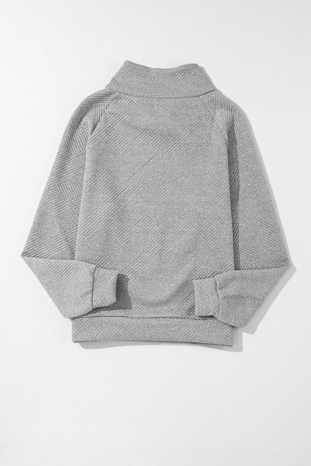 Gray Textured Contrast Splicing Raglan Sleeve Top - L & M Kee, LLC