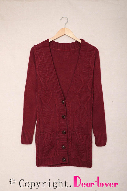 Blue Front Pocket and Buttons Closure Cardigan - L & M Kee, LLC