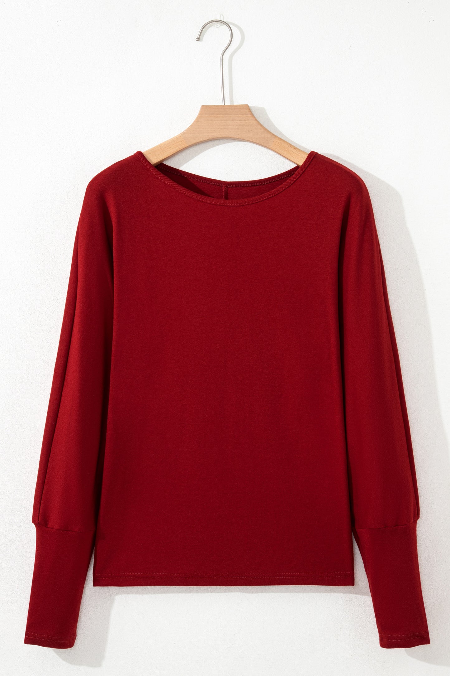 Red Dahlia Solid Color Extended Cuffs Long Sleeve Top