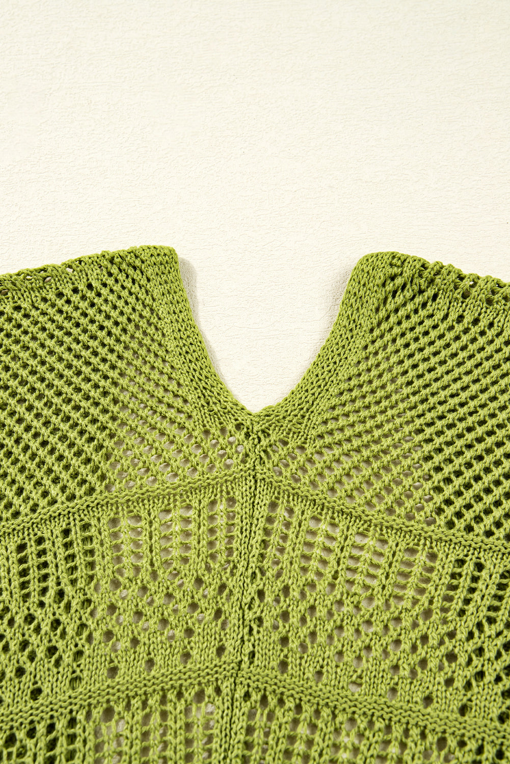 Spinach Green Oversize Crochet Knit Open Cardigan
