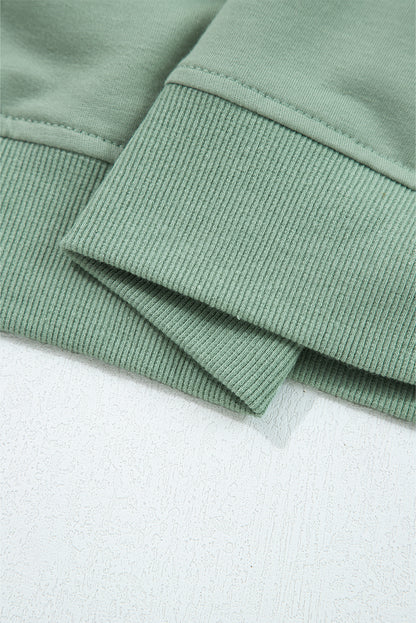 Coffee Raw Edge Flower Patch Drop Shoulder Casual Top