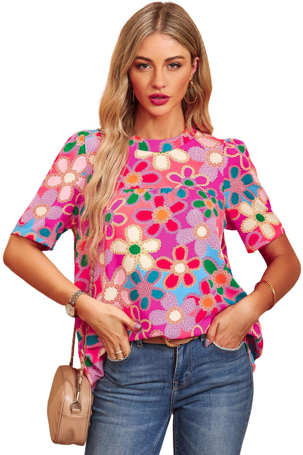 Multicolor Plus Size Floral Embroidered Flutter Sleeve Tank Top - L & M Kee, LLC