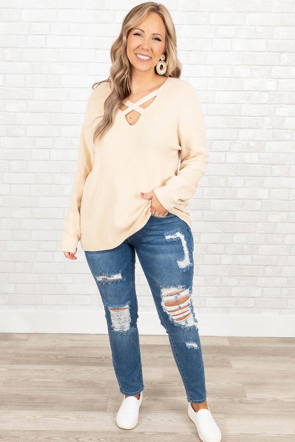 Plus Size Distressed Ripped Skinny Jeans - L & M Kee, LLC