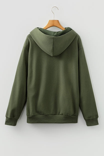 Green Loose Kangaroo Pocket Hoodie