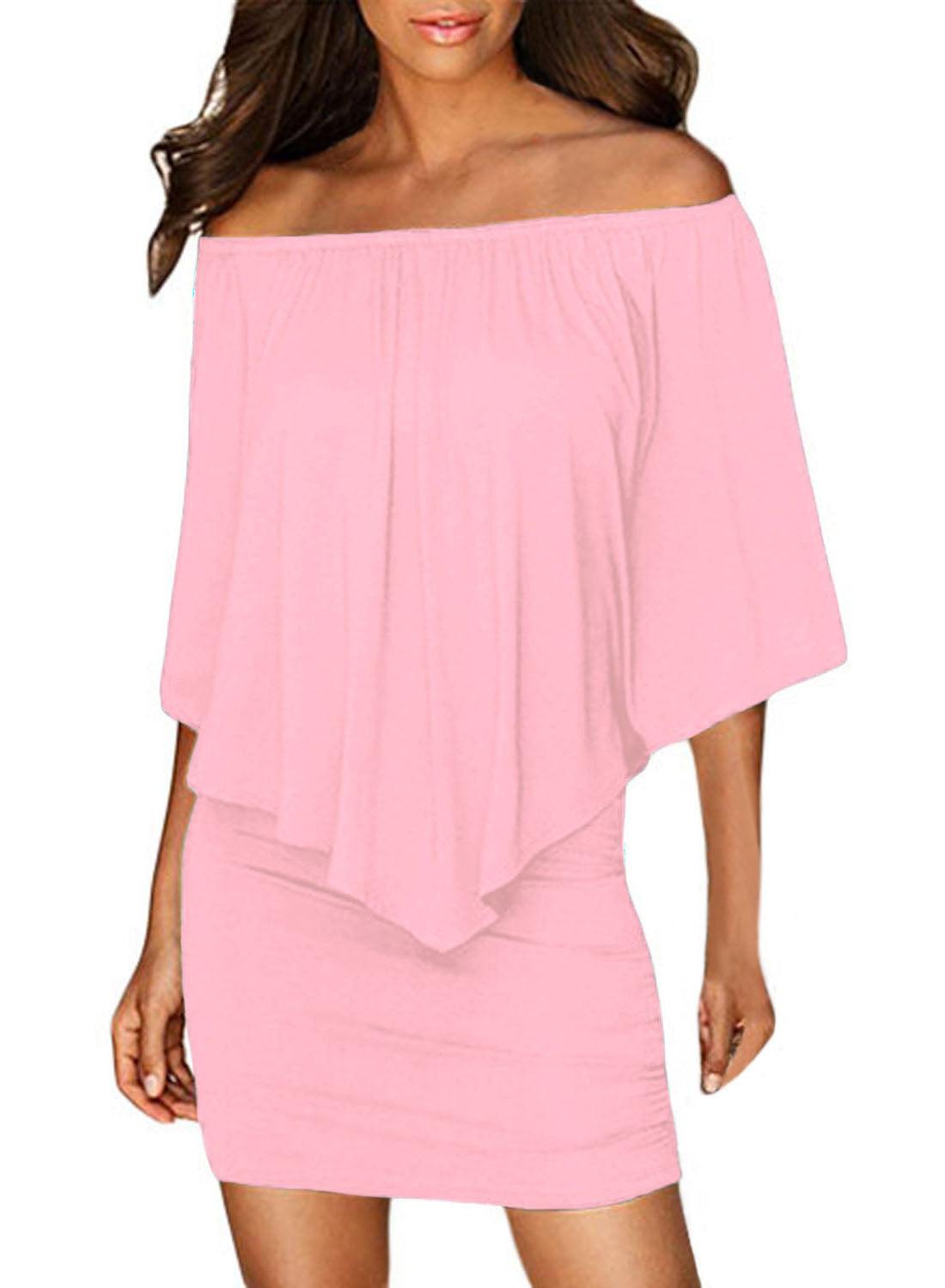 Multiple Dressing Layered Pink Mini Poncho Dress - L & M Kee, LLC