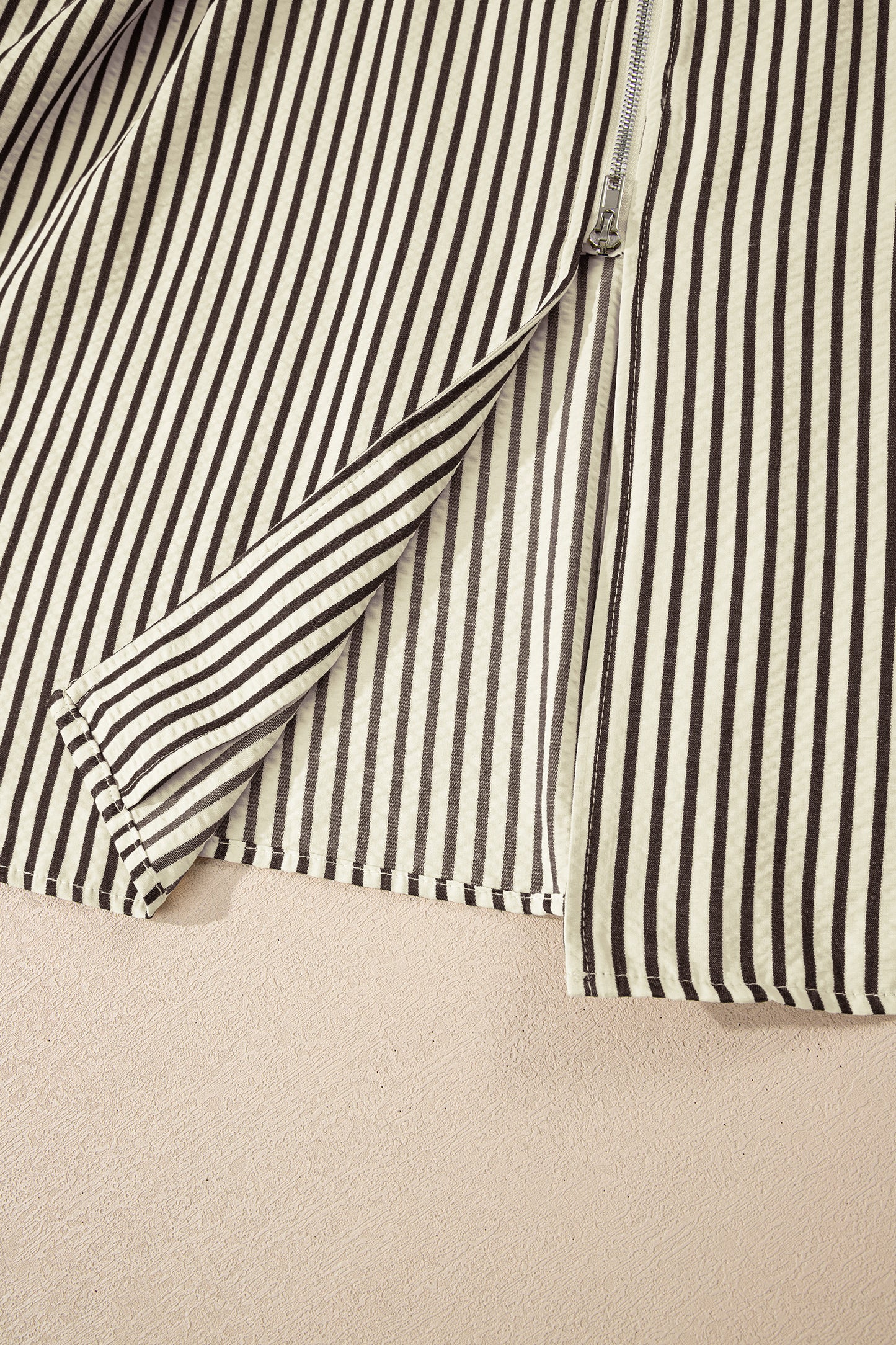 Green Stripe V Neck Zip Front Cinched High Waist Midi Dress