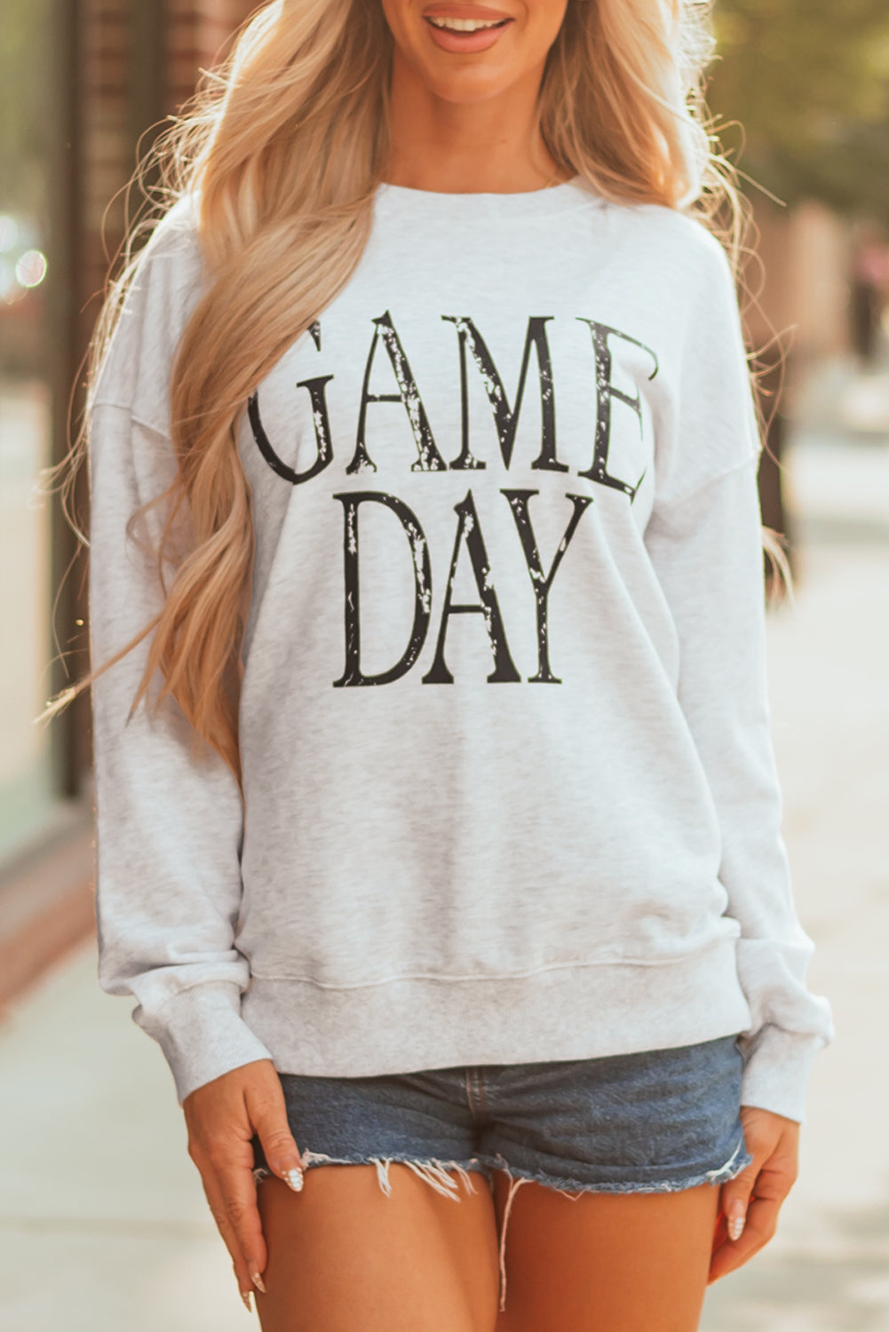 Red Vintage Washed GAME DAY Graphic Baggy Sweatshirt