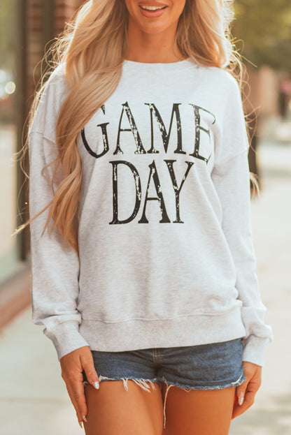 Red Vintage Washed GAME DAY Graphic Baggy Sweatshirt