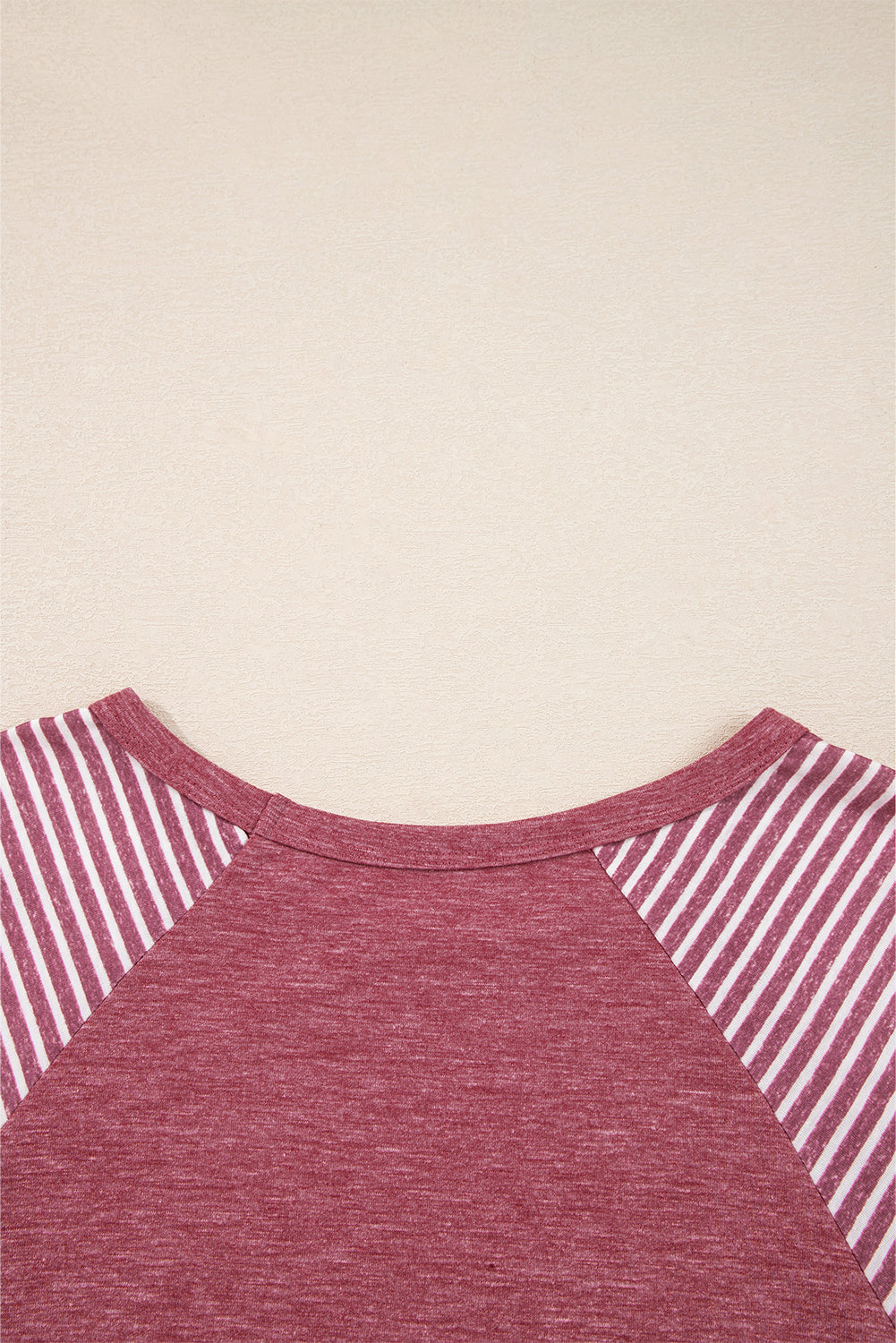 Mineral Red Contrast Print Striped Raglan Long Sleeve Loose Top
