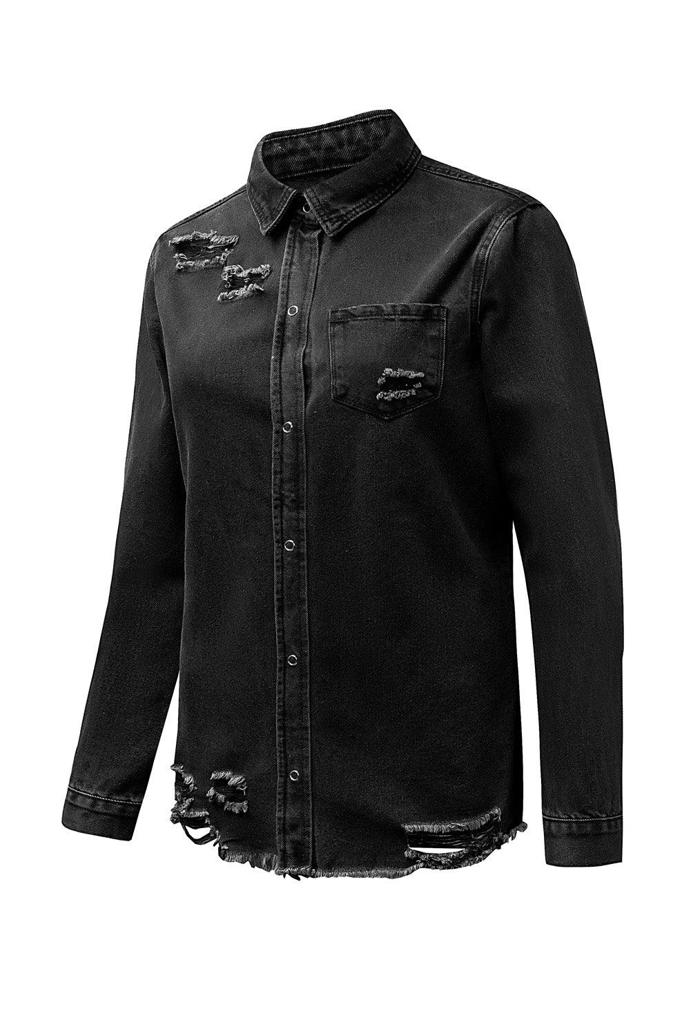 Ripped Denim Jacket - L & M Kee, LLC