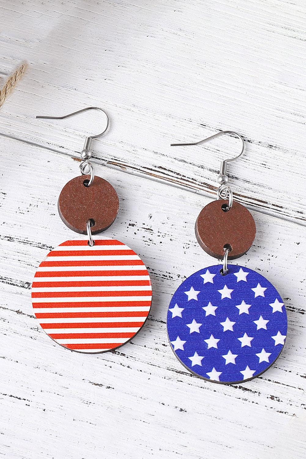 Dark Blue 4th of July Wooden Flag Earrings - L & M Kee, LLC