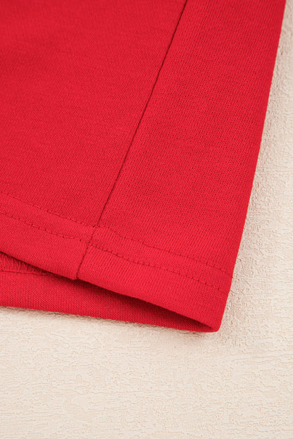 Black Varsity Stripe Detail Drop Shoulder Pullover Mini Skirt Set