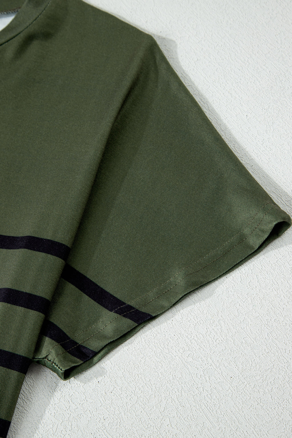 Four Leaf Clover Striped Half Buttons Crew Neck T-Shirt