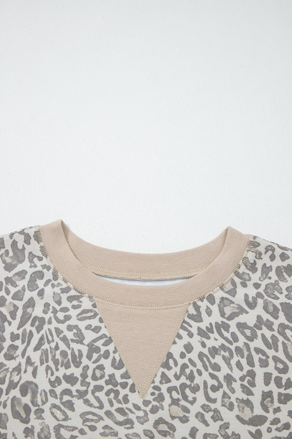 Brown Leopard Print Patchwork Crew Neck Sweatshirt