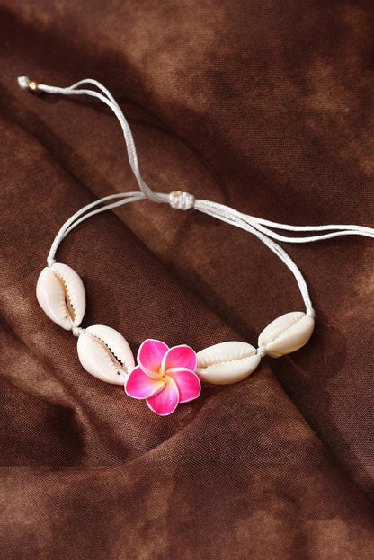 White Flower Seashell Adjustable Bracelet - L & M Kee, LLC