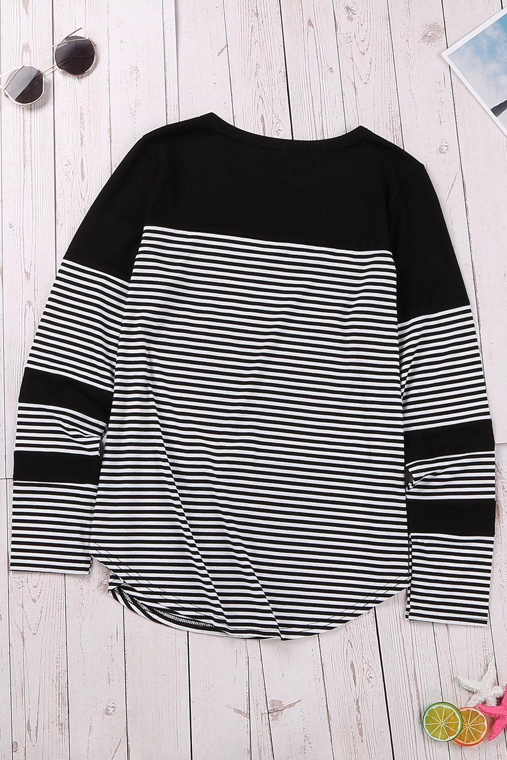 Black Pinstripe Patch Pocket Top - L & M Kee, LLC