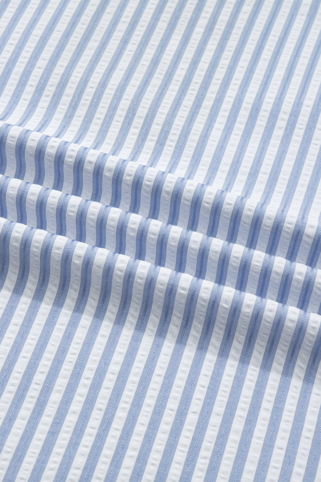 Sky Blue Stripe Plus Size Leopard Patchwork Collar Short Bubble Sleeve Blouse