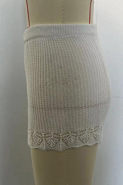 White Crochet Trim Knitted Beach Shorts - L & M Kee, LLC