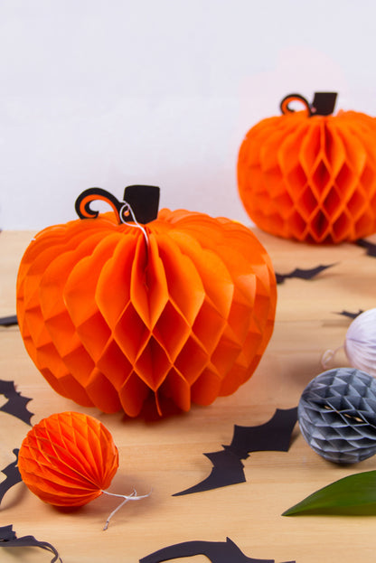 Orange Halloween Thanksgiving Pumpkin Honeycomb Decorative Paper Lantern