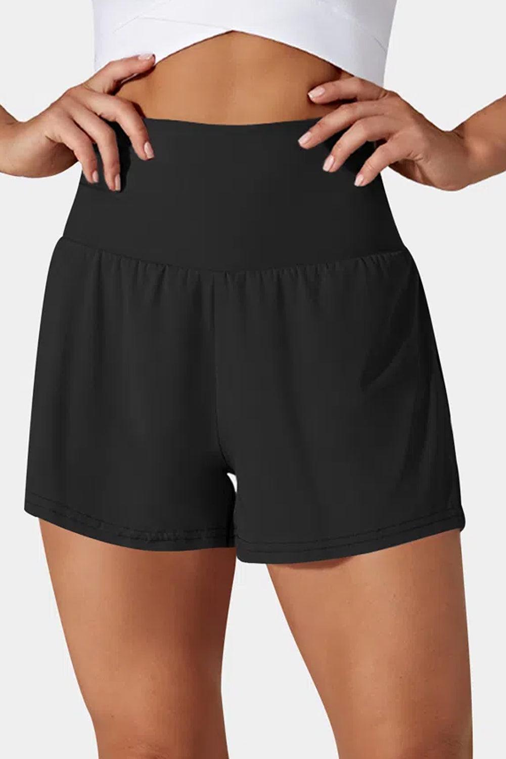 Black Pocketed Wide Waistband Swim Shorts - L & M Kee, LLC