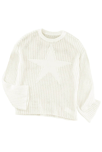 White Seeing Stars Oversized Sweater - L & M Kee, LLC