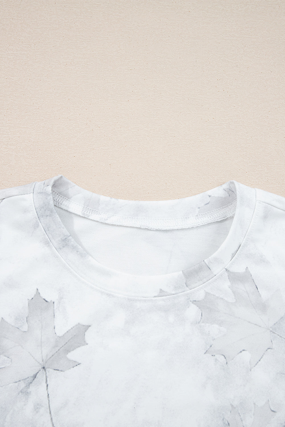 Beige Camo Print Pullover Top and Elastic Waist Casual Short Set