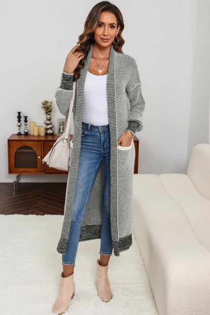 Gray Textured Knit Pocketed Duster Cardigan - L & M Kee, LLC