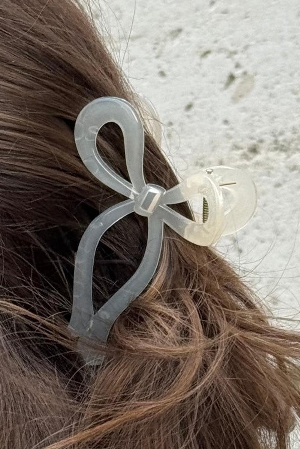 White Long Tail Bow Knot Shape Claw Clip - L & M Kee, LLC