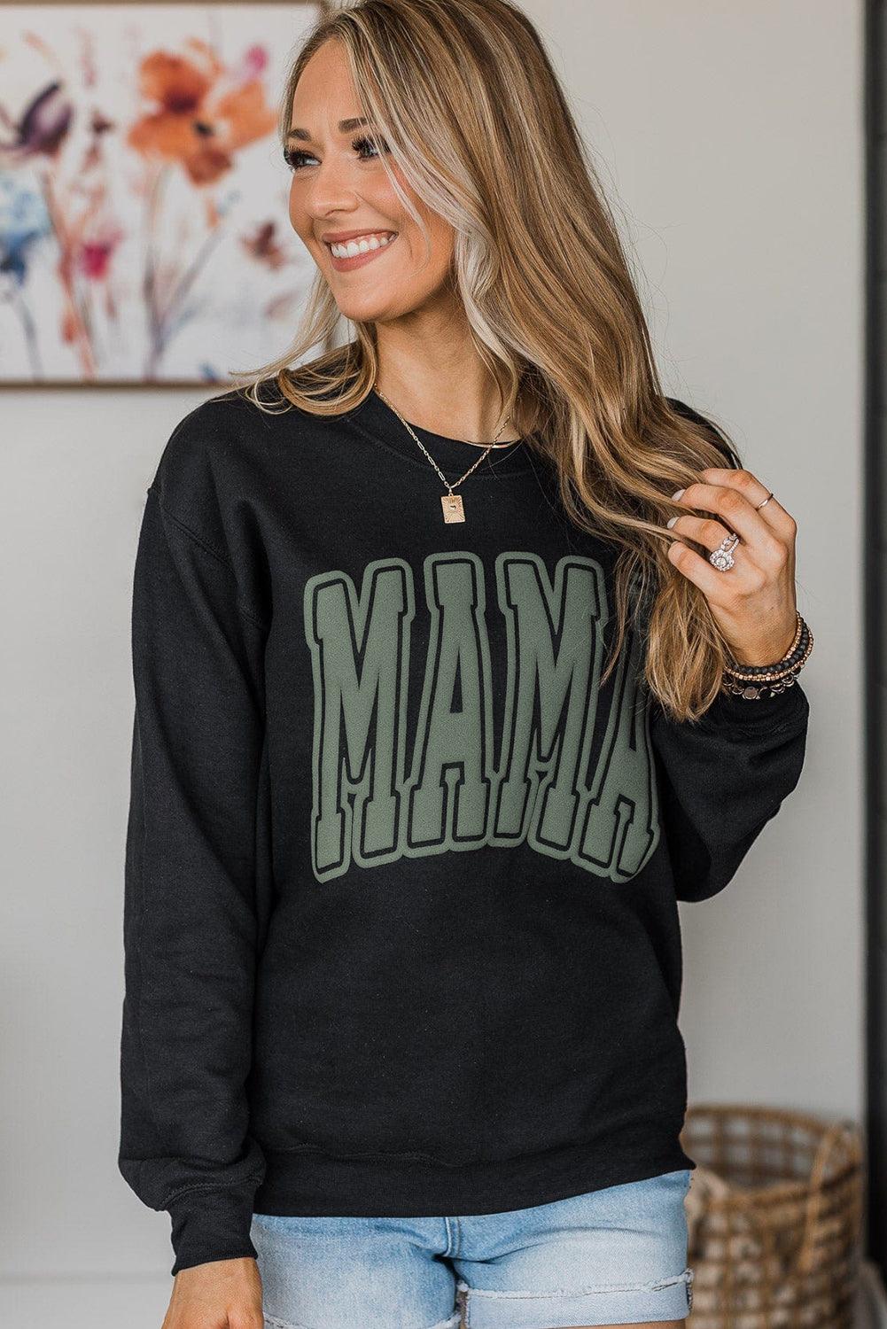 Black Mama Varsity Crew Neck Sweatshirt - L & M Kee, LLC