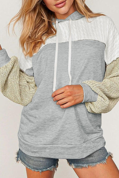 Gray Colorblock Patchwork Pullover Hoodie - L & M Kee, LLC