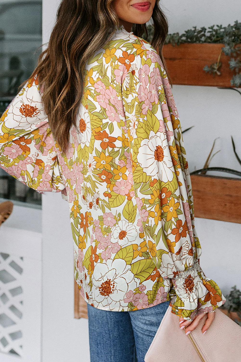 Casual Cakewalk Floral Smocked Blouse