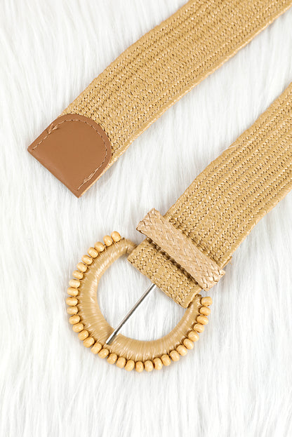 Camel Boho Beaded Straw Woven Belt