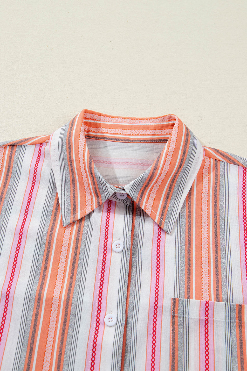 Pink Stripe Button up Short Sleeve Shirt